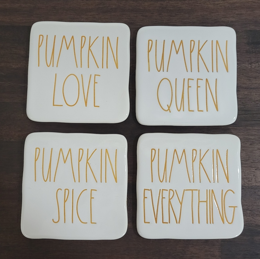 Rae Dunn Set of 4 Pumpkin Themed Coasters